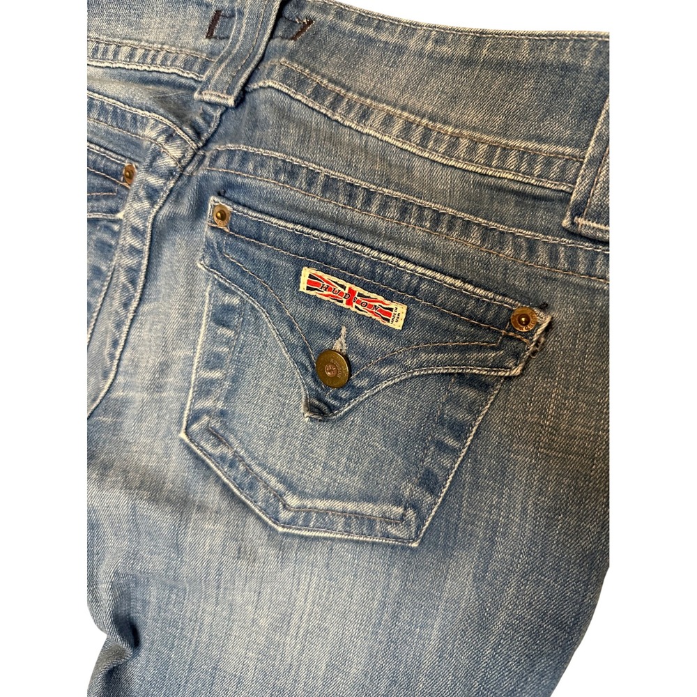 Hudson Beth Baby Bootcut Jeans Medium Wash Low Rise Flap Pocket Size 28 - Picture 4 of 6
